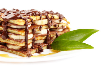 Pancakes with chocolate syrup