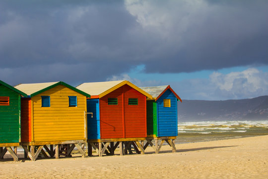 Colorful beach huts at Muizenberg Beach