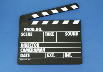 Fototapeta na wymiar Produkcja board Movie klakier na kolor tła