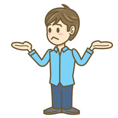 男性　イラスト　全身　お手上げ
