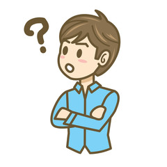 Fototapeta premium 男性 イラスト 上半身 考える