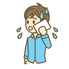 男性　イラスト　上半身　暑い