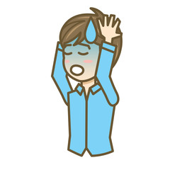 男性　イラスト　上半身　絶望