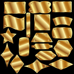 Set of gold metal plates