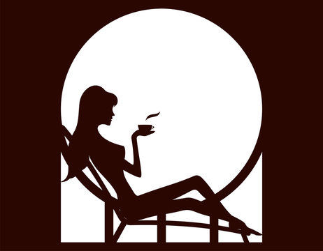 recommend clip art: Silhouette of a woman drinking coffee