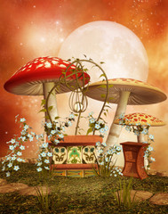 Kolorowa sceneria z grzybami i kwiatami © Obsidian Fantasy