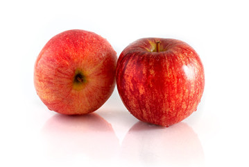Red apple isolated on white background.