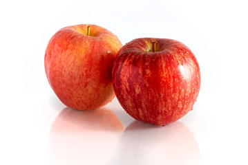 Red apple isolated on white background.