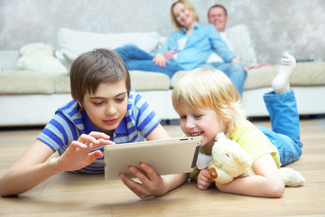 family having a good time