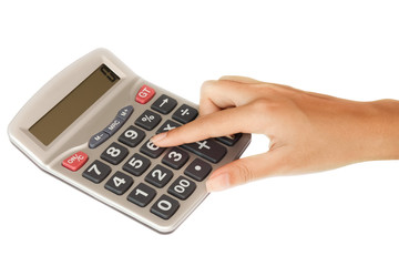 Isolated Hand with a Calculator