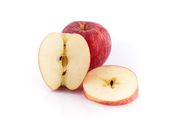 Red apple isolated on white background.