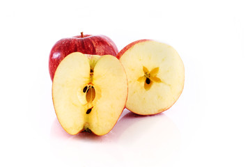 Red apple isolated on white background.