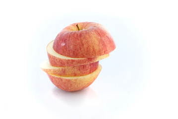 Sliced Red apple isolated on white background.