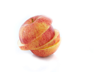 Sliced Red apple isolated on white background.