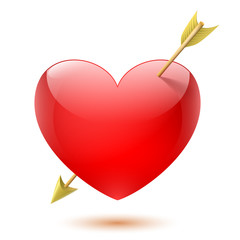 glossy heart pierced by arrow