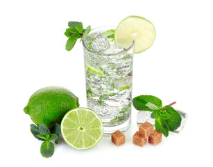 Mojito cocktail on white background