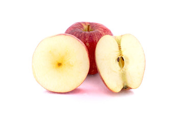 Red apple isolated on white background.