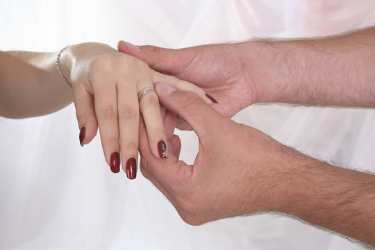 wedding hand ring close up