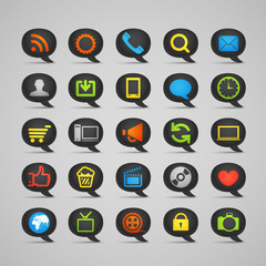 Modern media icons in clouds collection