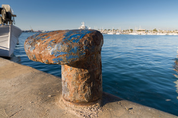 Fototapeta premium Fishing harbor bollard