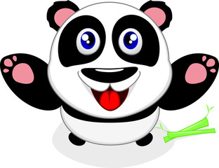 Naklejka premium Illustration Of Baby Panda Laughing