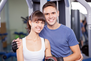 Young couple in a gym