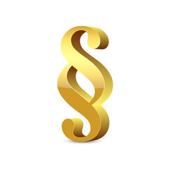 Paragraph – 3D Paragraphenzeichen in Gold mit Glanz