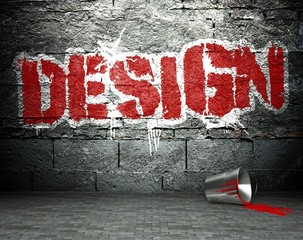 Graffiti wall with design, street background
