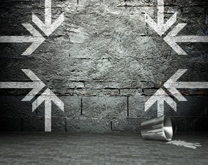 Graffiti wall with frame, street background