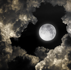 night sky with moon and clouds - 48456646