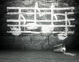 Photo sur Aluminium Graffiti Graffiti wall with music notes sign, street background