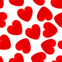 Seamless background of red hearts on a white background
