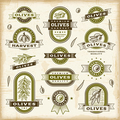 Vintage olive labels set