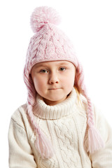 Little girl in warm clothes.