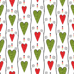 Seamless pattern with retro hearts