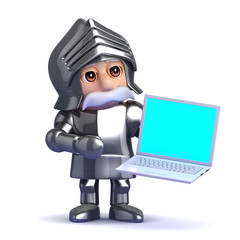 Knight holds a laptop