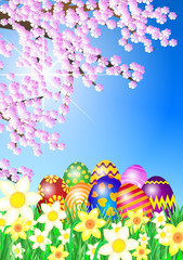 Osternest unterm Kirschbaum mit Muster
