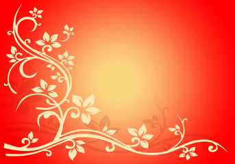 Fototapeta na wymiar Card with flowers red theme