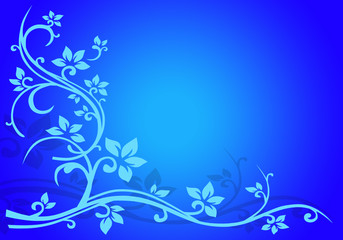 Fototapeta na wymiar Card with flowers blue theme