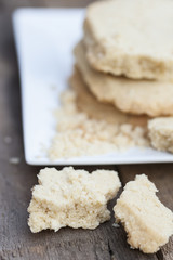 Close up of home baked shortbread biscuit cookies