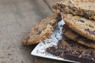 Fototapeta premium Close up of hand baked chocolate chip cookies