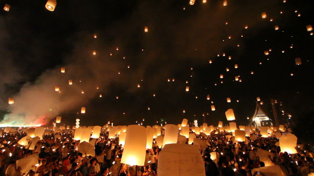 Floating lantern in Yee Peng Festival.
