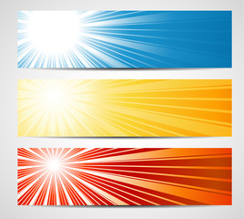 abstract banners with sun rays