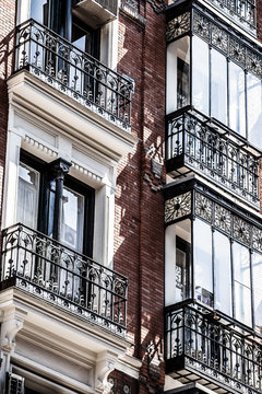 architecture in Spain. Old apartment building in Madrid.