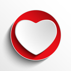 Valentine Day Heart on White Button