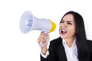 Businesswoman with megaphone