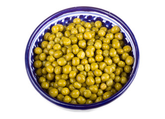 green peas, in a bowl, isolated, white background