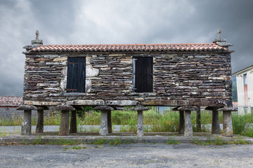 Galician horreo (granary) Province of La Coruña, Spain