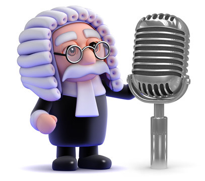 Judge with an old retro microphone