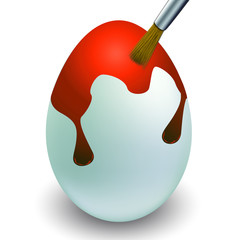 Osterei rot mit Pinsel © Maxi_2015